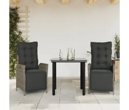 Sodo Komplektas Su Pagalvėlėmis, 3 Dalių, Pilkas, Poliratanas