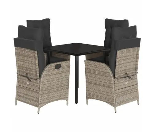 5-Daļīgs Dārza Mēbeļu Komplekts, Matrači, Pelēka Pe Rotangpalma Vidaxl