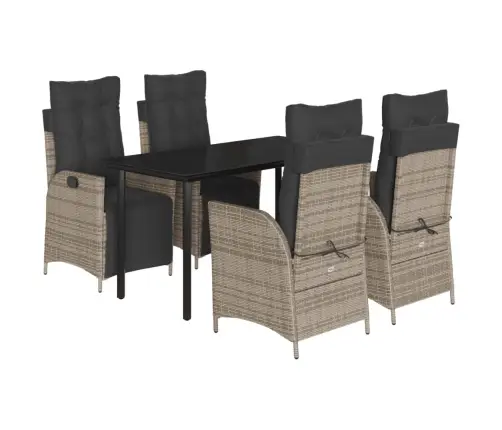 5-Daļīgs Dārza Mēbeļu Komplekts, Matrači, Pelēka Pe Rotangpalma Vidaxl