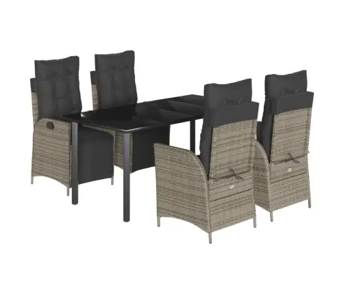 5-Daļīgs Dārza Mēbeļu Komplekts, Matrači, Pelēka Pe Rotangpalma Vidaxl