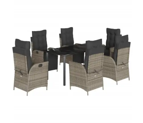 7-Daļīgs Dārza Mēbeļu Komplekts, Matrači, Pelēka Pe Rotangpalma Vidaxl