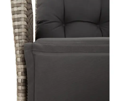 7-Daļīgs Dārza Mēbeļu Komplekts, Matrači, Pelēka Pe Rotangpalma Vidaxl