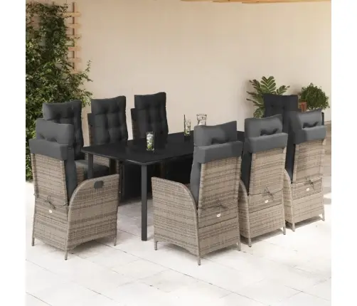 9-Daļīgs Dārza Mēbeļu Komplekts Ar Matračiem, Pe Rotangpalma Vidaxl