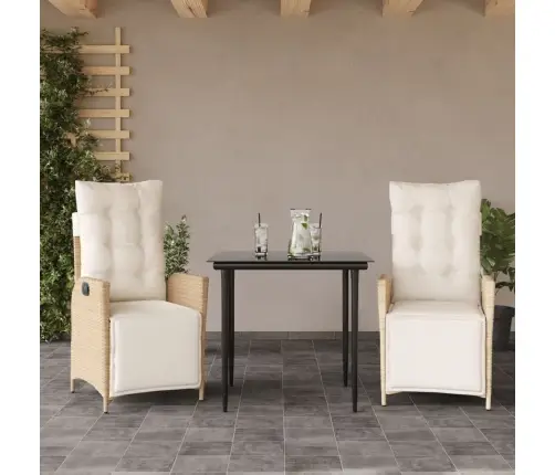 Sodo Komplektas Su Pagalvėlėmis, 3 Dalių, Smėlio, Poliratanas