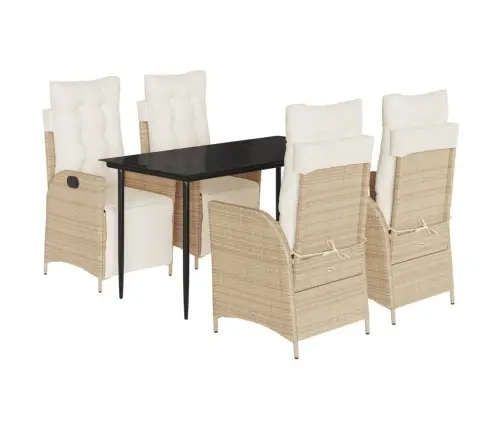 Sodo Komplektas Su Pagalvėlėmis, 5 Dalių, Smėlio, Poliratanas