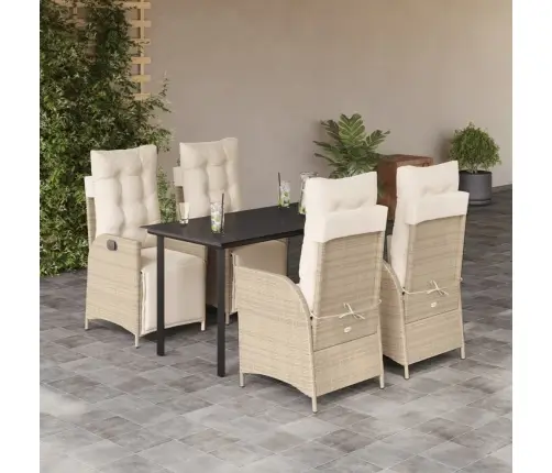 5-Osaline Aiamööbli Komplekt Patjadega, Beež, Polürotang