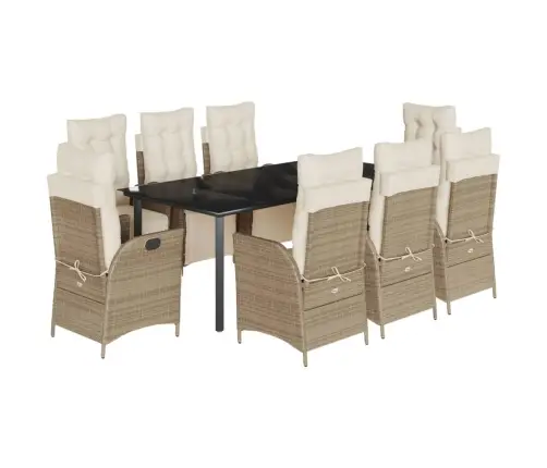 9-Daļīgs Virtuves Mēbeļu Komplekts Ar Matračiem, Pe Rotangpalma Vidaxl