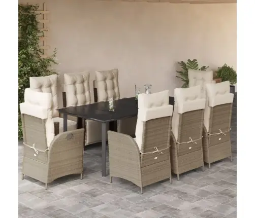 9-Daļīgs Virtuves Mēbeļu Komplekts Ar Matračiem, Pe Rotangpalma Vidaxl