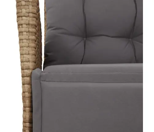 3-Daļīgs Dārza Mēbeļu Komplekts, Matrači, Bēša Pe Rotangpalma Vidaxl