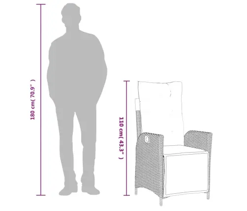 3-Daļīgs Dārza Mēbeļu Komplekts, Matrači, Bēša Pe Rotangpalma Vidaxl