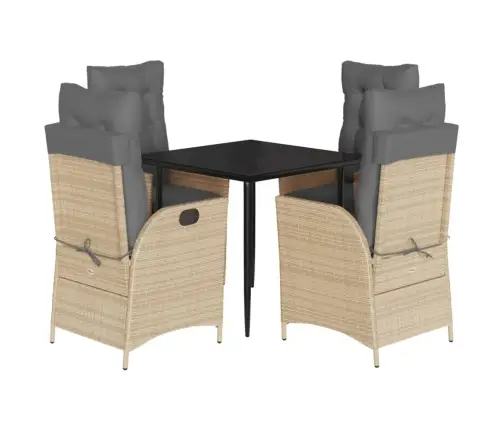 5-Osaline Aia Söögimööbli Komplekt Patjadega, Beežid Toonid