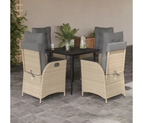 5-Osaline Aia Söögimööbli Komplekt Patjadega, Beežid Toonid