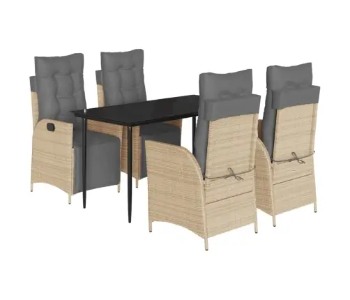 5-Osaline Aia Söögimööbli Komplekt Patjadega, Beežid Toonid