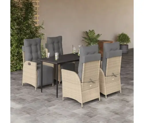 5-Osaline Aia Söögimööbli Komplekt Patjadega, Beežid Toonid