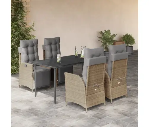 Sodo Komplektas Su Pagalvėlėmis, 5 Dalių, Smėlio, Poliratanas Sodo Komplektas Su Pagalvėlėmis, 5 Dalių, Smėlio, Poliratanas