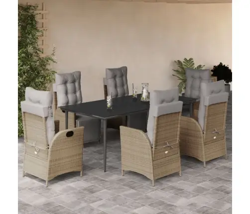 7-Osaline Aia Söögimööbli Komplekt Patjadega, Beežid Toonid