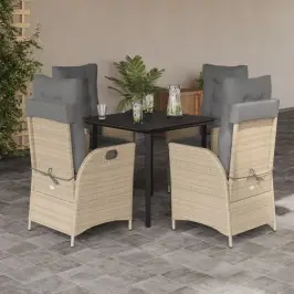 5-Osaline Aia Söögimööbli Komplekt Patjadega, Beežid Toonid