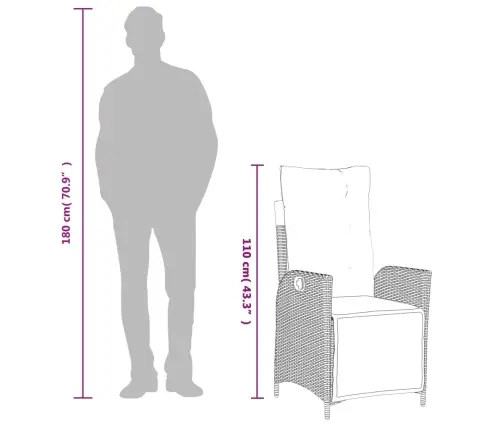 5-Daļīgs Dārza Mēbeļu Komplekts Ar Matračiem, Pe Rotangpalma Vidaxl
