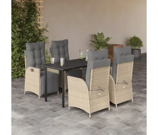 5-Daļīgs Dārza Mēbeļu Komplekts Ar Matračiem, Pe Rotangpalma Vidaxl