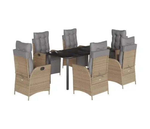 7-Osaline Aia Söögimööbli Komplekt Patjadega, Beežid Toonid