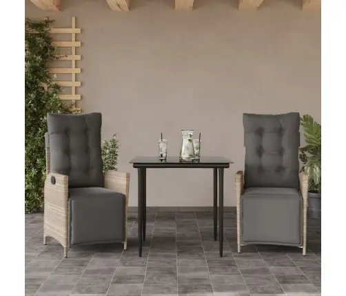 3-Daļīgs Dārza Mēbeļu Komplekts, Matrači,Gaiši Pelēka Pe Pinums Vidaxl