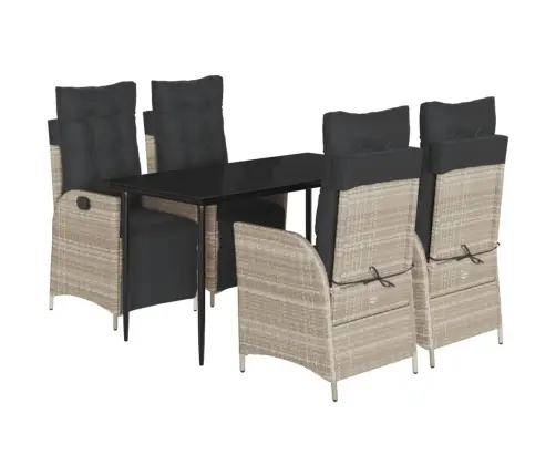 5-Osaline Aiamööbli Komplekt Patjadega, Helehall, Polürotang