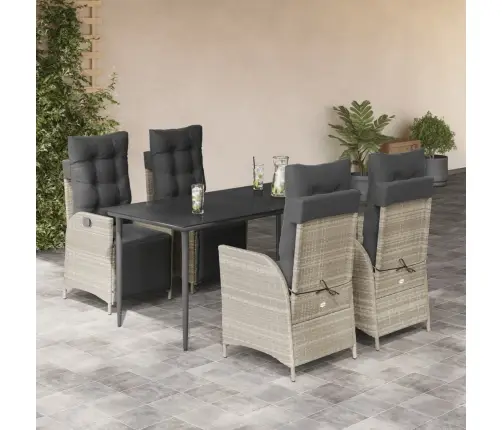 Sodo Komplektas Su Pagalvėlėmis, 5 Dalių, Pilkas, Poliratanas