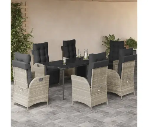 Sodo Komplektas Su Pagalvėlėmis, 7 Dalių, Pilkas, Poliratanas