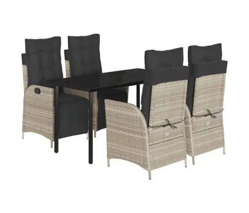 Sodo Komplektas Su Pagalvėlėmis, 5 Dalių, Pilkas, Poliratanas