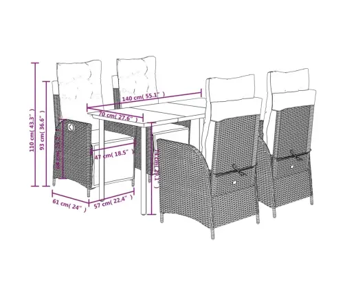 Sodo Komplektas Su Pagalvėlėmis, 5 Dalių, Pilkas, Poliratanas