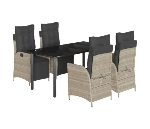 5-Osaline Aiamööbli Komplekt Patjadega, Helehall, Polürotang