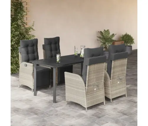 5-Osaline Aiamööbli Komplekt Patjadega, Helehall, Polürotang