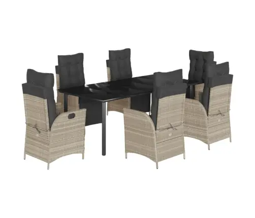 7-Osaline Aiamööbli Komplekt Patjadega, Helehall, Polürotang