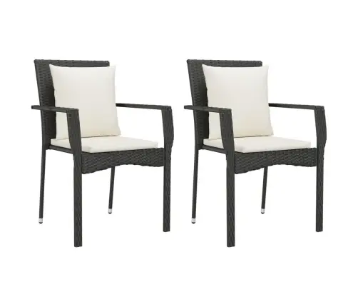 9-Daļīgs Dārza Mēbeļu Komplekts, Matrači, Melns, Pe Rotangpalma Vidaxl