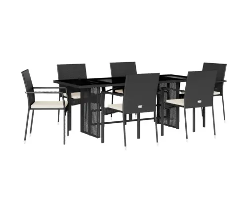 Sodo Komplektas Su Pagalvėlėmis, 7 Dalių, Juodas, Poliratanas