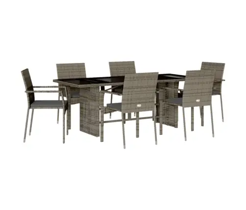 7-Daļīgs Dārza Mēbeļu Komplekts, Matrači, Pelēka Pe Rotangpalma Vidaxl