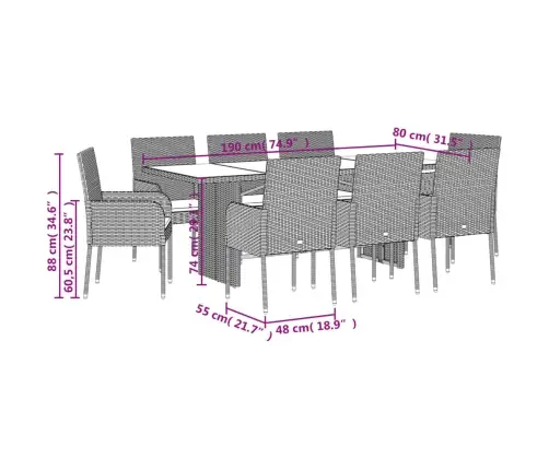 Sodo Komplektas Su Pagalvėlėmis, 9 Dalių, Juodas, Poliratanas