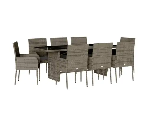 9-Osaline Aiamööbli Komplekt Patjadega, Hall, Polürotang