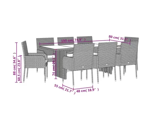 Sodo Komplektas Su Pagalvėlėmis, 9 Dalių, Juodas, Poliratanas