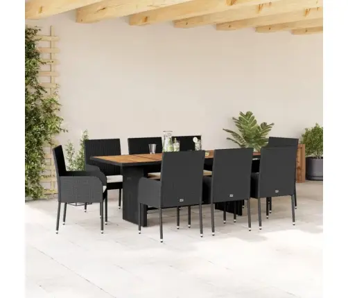 Sodo Komplektas Su Pagalvėlėmis, 9 Dalių, Juodas, Poliratanas