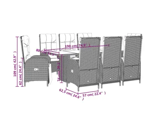 Sodo Komplektas Su Pagalvėlėmis, 9 Dalių, Juodas, Poliratanas
