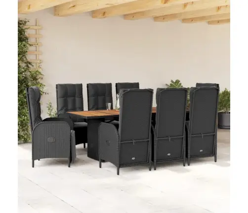 Sodo Komplektas Su Pagalvėlėmis, 9 Dalių, Juodas, Poliratanas