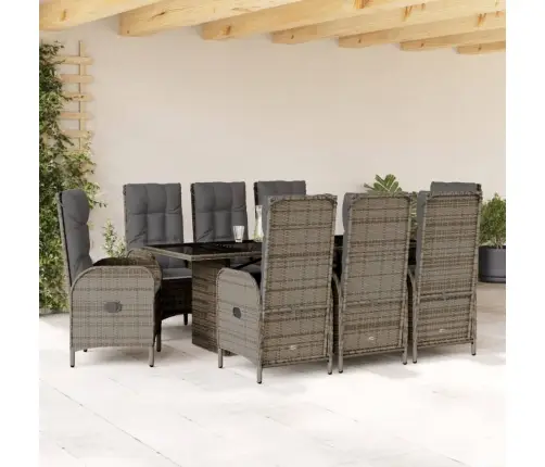 9-Daļīgs Dārza Mēbeļu Komplekts Ar Matračiem, Pe Rotangpalma Vidaxl