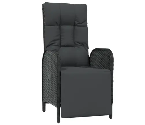 9-Daļīgs Dārza Mēbeļu Komplekts, Matrači, Melns, Pe Rotangpalma Vidaxl