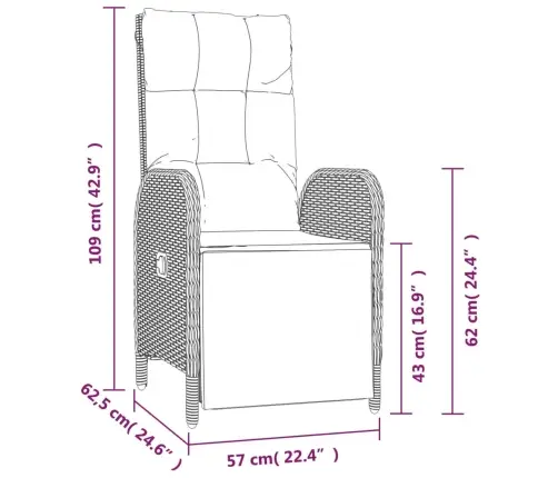 9-Daļīgs Dārza Mēbeļu Komplekts Ar Matračiem, Pe Rotangpalma Vidaxl