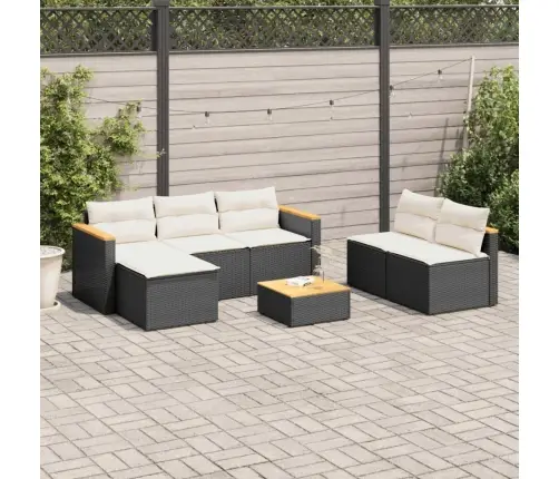 5-Daļīgs Dārza Dīvānu Komplekts, Matrači, Melna Pe Rotangpalma Vidaxl