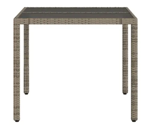Dārza Galds Ar Stikla Virsmu, 90X90X75Cm, Pelēka Pe Rotangpalma Vidaxl