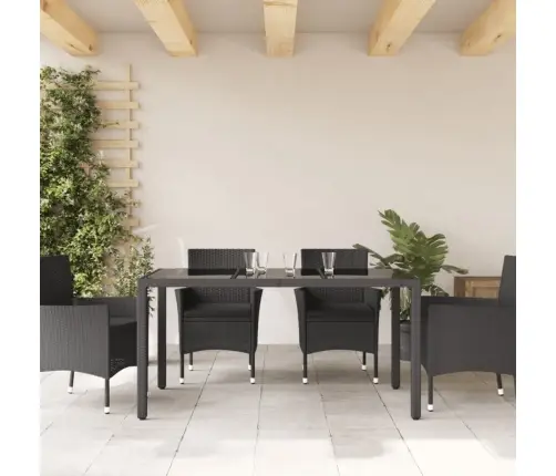 Dārza Galds, Stikla Virsma, Melns, 150X90X75 Cm, Pe Rotangpalma Vidaxl