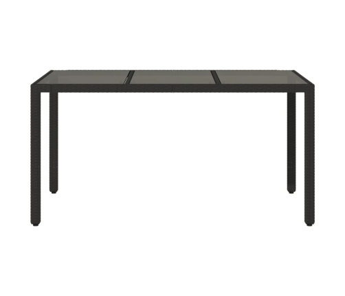 Dārza Galds, Stikla Virsma, Melns, 150X90X75 Cm, Pe Rotangpalma Vidaxl