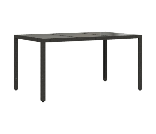 Dārza Galds, Stikla Virsma, Melns, 150X90X75 Cm, Pe Rotangpalma Vidaxl